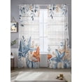 thumbnail image 2 of Eucalyptus Leaves Starfish Sheer Curtains 108 Inch Long 2 Panels, Shells Summer Ocean Wood Grain Light Filtering Rod Pocket Curtains, Sheer Voile Drapes for Living Room Bedroom, 52"x108", 2 of 8