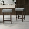 thumbnail image 2 of Costway Set of 2 Nailhead Saddle Bar Stools 24'' Height W/ Fabric Seat & Wood Legs Beige Gray Linen, 2 of 9