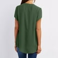 thumbnail image 4 of Jacenvly 2024 short sleeve summer shirts for women Loose Women's Summer Short Sleeve Half Zip Casual Tunic Rollable Blouse Tops Quick drying Solid v neck t shirts plus size tops Army Green, 4 of 6