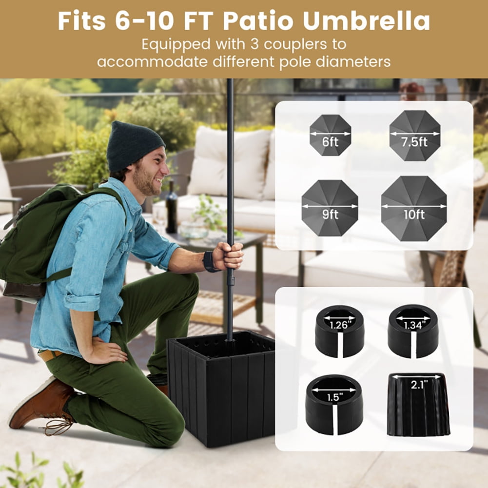 Demifill 2-in-1 Outdoor Umbrella Base Planter Patio Umbrella Stand with Flower Box, Umbrella Base for Outdoor as Garden, Yard, Black