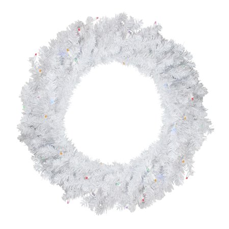 Darice 30" Prelit LED Snow White Christmas Wreath - Multi Lights