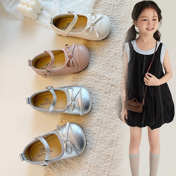 Viluyesy Girls’ Spring Summer Leather Flat Shoes – Soft Sole Comfortable Fashion Footwear with Bowknot Detail and Timeless Minimalist Design Pink Size 1