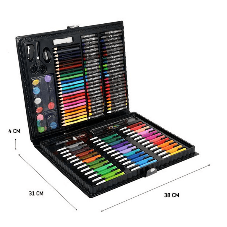 GoXteam Art Set, 150 PCS Art Supplies, Coloring Drawing Painting kit,  Markers Crayons Colour Pencils, Gift for Kids Teens Boys Girls (Black) 