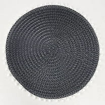Fennco Styles Pom Pom Textured Placemats 15 Inches Round, Set of 4 – Black Modern Traycloth Table Mats for Home, Dining Room Décor, Banquets, Indoor & Outdoor and Special Events