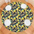 thumbnail image 2 of Yellow Lemon Fruit Slices DarkBlue Pattern Round Fitted Tablecloth with Elastic Edge,Dining Table Cover Waterproof,Outdoor Round Tablecloth for Camping,Dining,Indoor and Outdoor, 2 of 7