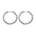 thumbnail image 3 of Natural Aquamarine Hoop Earrings in Platinum Over Sterling Silver, Aquamarine Earring, Aquamarine Jewelry, Gemstone Hoop Earring for Her, 3 of 3