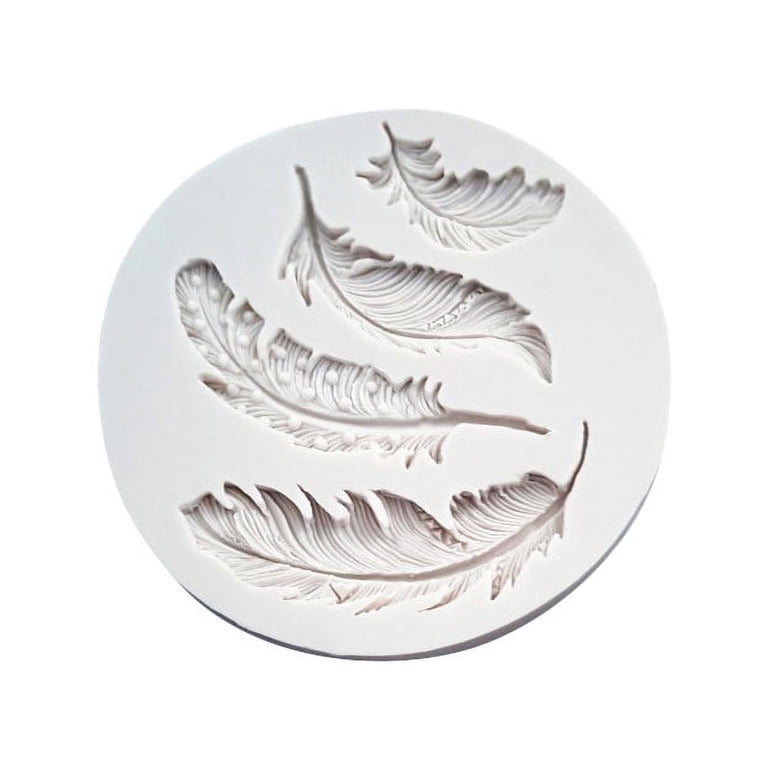 2 Pack Pink Feather Silicone Fondant Molds - Baking & Craft Molds For Cake Decorating, Chocolate, Clay
