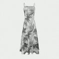 thumbnail image 4 of Womens Summer Beach Dresses Spaghetti Strap Vacation Cami Dress Sleeveless Aline Maxi Sundress Gray, XL, 4 of 7