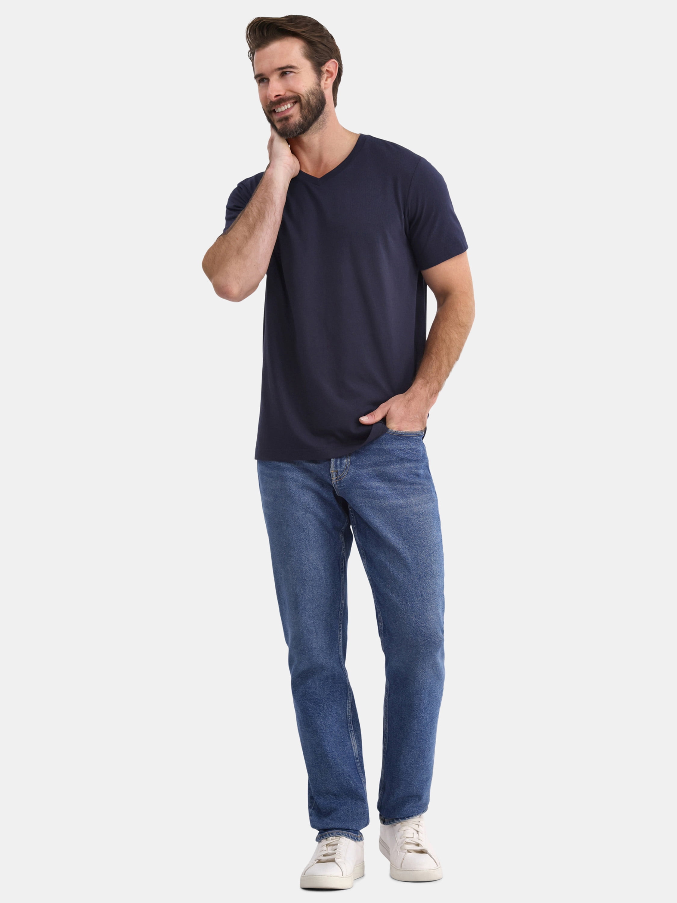 George Men's and Big Men's Lightweight V Neck Tee with Short Sleeves, 3-Pack, Sizes XS-3XL