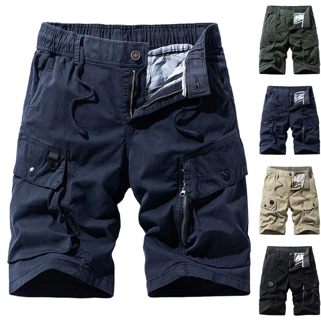 Sentmoon Pantalon Court pour Hommes Pantalon Utilitaire d'Extérieur pour Hommes Couleur Unie Multi-Poches Taille Extensible Coupe Fuselée Poignets Élastiques Style Workwear Pantalon Décontracté pour la Randonnée, le Voyage et l'Usage Quotidien 30-38