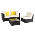 thumbnail image 7 of 4-Piece Outdoor Bistro Patio Furniture Set, 3 Seater Luxury Comfort Beige Wicker Couch, Durable All-Weather PE Rattan Sectional w/Glass Table Top, for Backyard Poolside Porch Garden Balcony, S2154, 7 of 7