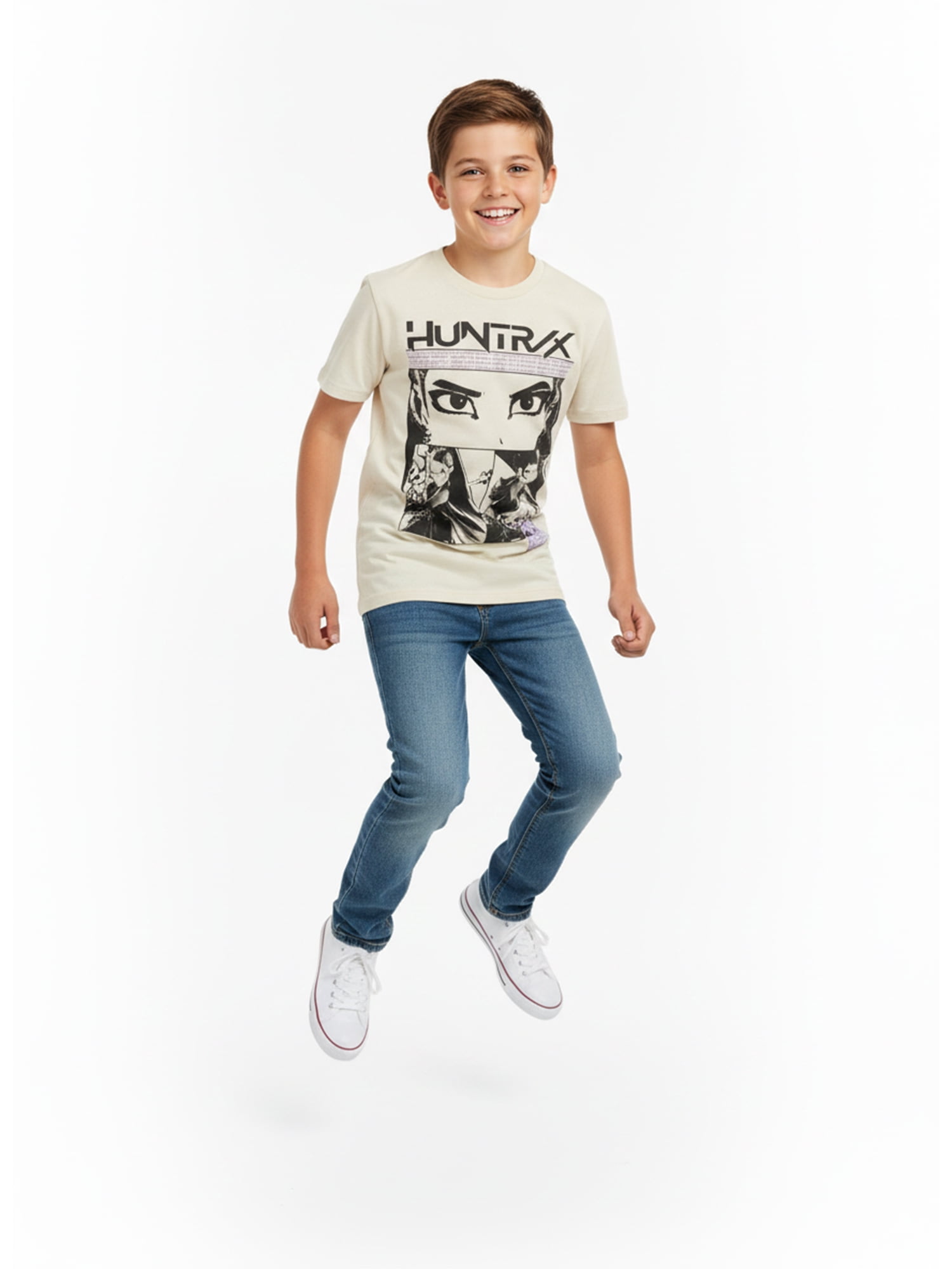 Kpop Demon Hunters Boys' Graphic Tee with Short Sleeves, Trio Framed, Sizes 4-18