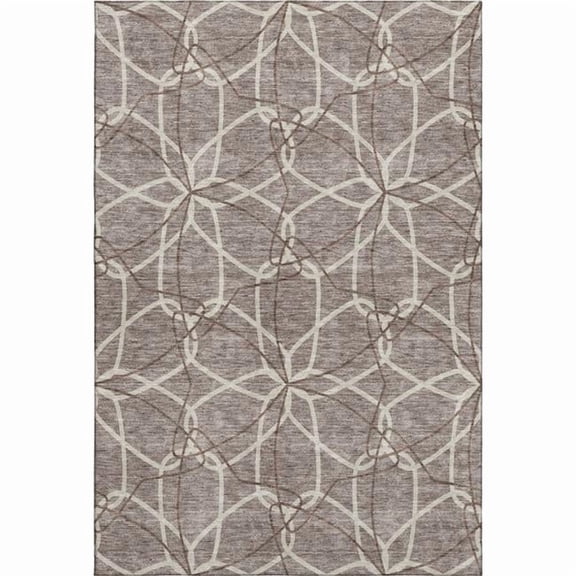 HomeRoots 675552 10 x 14 ft. Taupe Beige & Brown Geometric Washable Machine Made Rectangle Area Rug with UV Protection