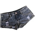 thumbnail image 1 of Pantalones cortos para mujer Sexy Hole Remache Cintura baja Tanga Denim Ultra Mini Short Mujer Bikini Jeans Feminino Nightclub, 1 of 5