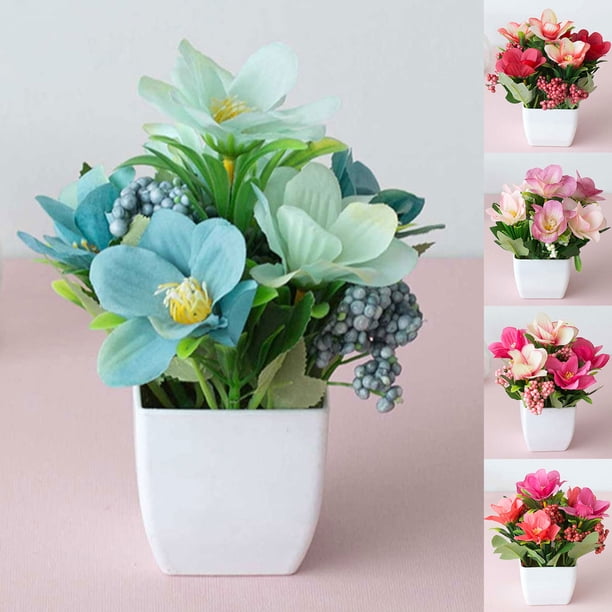 Gwong Decoración hogareña Plástico Artificial Rose Flor Planta Potted Bonsai Garden Fiesta Adorno de mesa Gwong 21053801