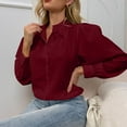 thumbnail image 4 of Odeerbi Chiffon Tunic Tops for Women Loose Solid Color Blouse Classic Button Long Sleeve Shirt Yellow, 4 of 9