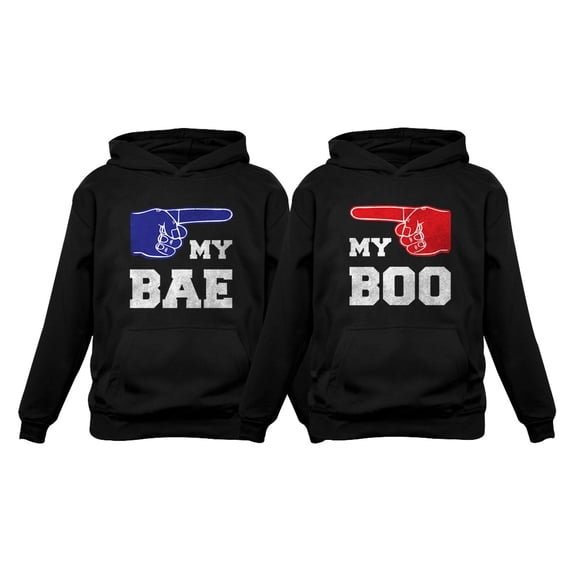 My BAE - My BOO - Gift for Couples His & Hers Valentine's Matching Set Hoodies My Bae Black XX-Large / My Boo Black XX-Large
