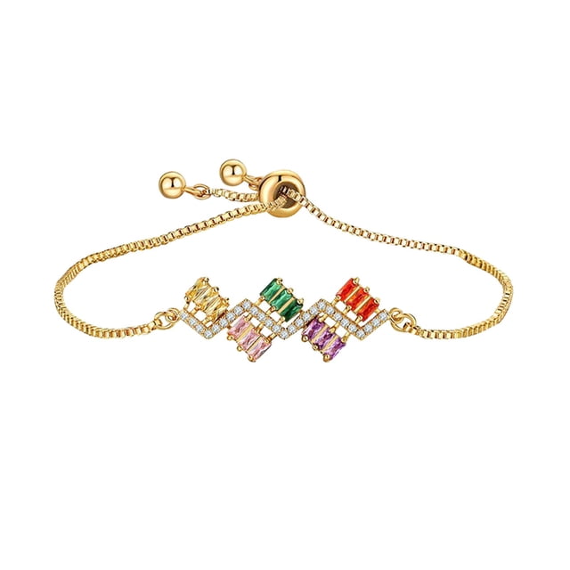 Para mi hija: pulsera ajustable con línea ondulada y cristales, pulsera con circonitas de colores, pulseras para mujer y niña