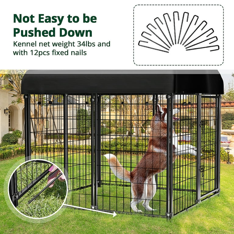 Singes Large Outdoor Dog Kennel 4ft x 4.2ft x 4.5ft Fence with UV Resistant Oxford Cloth Roof Secure