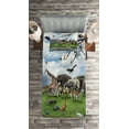 thumbnail image 2 of Ambesonne Wildlife Quilted Coverlet 2 Pcs, Tropic Animal Collage, Twin Size, Multicolor, 2 of 2