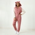 thumbnail image 2 of Hifoo Nightwear Women's Long Sleeve Pajamas Casual Solid Color Zipper Loose Hooded Jumpsuit Pajamas Casual Winter Warm Rompe Cute Ears Sleepwear Leisure Home Loungewear, 2 of 5