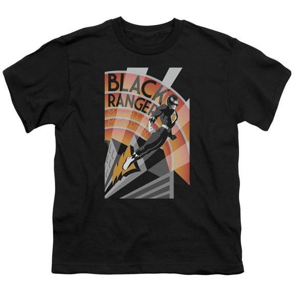 Power Rangers - Black Ranger Deco - Youth Short Sleeve Shirt - Large