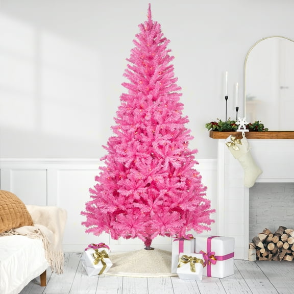 Northlight Pre-Lit Medium Pine Artificial Christmas Tree - 6' - Pink - Clear Lights
