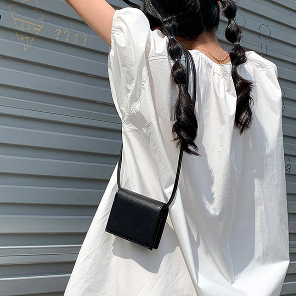 ZPAQI Simple Small Square Bag with Flap Cover PU Leather Crossbody Purse for Women
