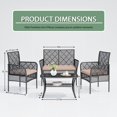 thumbnail image 6 of Tappio 4 Piece Outdoor Rattan Furniture Patio Conversation Set, Wicker Sofa Outdoor Patio Sets with Cushions and 2-Tier Table for Yard, Pool or Backyard, Beige, 6 of 9