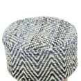 thumbnail image 4 of DecMode Cotton Chevron Stool with Wood Legs, Blue, 4 of 8