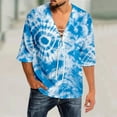 thumbnail image 2 of Mens Spring And Summer Casual Tie Dye Print T Shirt Lacing V Neck 3/4 Sleeve Tops Long Sleeved Tops Mens Band T Shirts for Men Designer T Shirts for Men Shirt Shirts for Men Shirts Men for Maternity T, 2 of 5