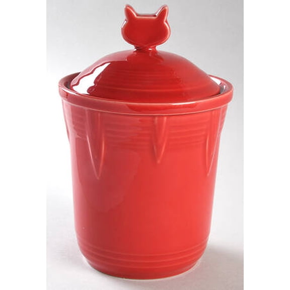 Open Box Homer Laughlin Fiesta Scarlet (Intro 2004) Cat Treats Canister & Lid 12258009