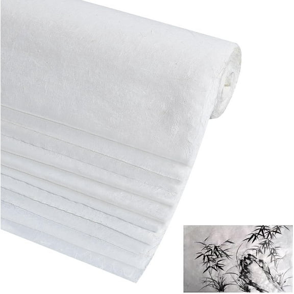 10 Pcs Washi Paper Rice Paper 56.7x15 inch Natural Decoupage Tissue Paper Natural Fiber Rice Paper for Writing Painting Decorative Paper Card Making Paper DIY Craft White
