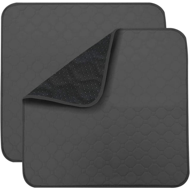 Anti-Slip Absorbent Washable Incontinence Pad Seat 4 Layer Design Chair Absorbent Pad Protector - For Seniors, Adults, Children or Pets Pad Protector - Set of 2(Black)