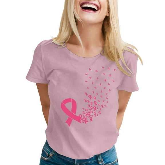 Cancer Shirts Women Fight Cancer Shirt Cancer Awareness Tshirt Sunflower Pink Ribbons T-Shirt Novelty Graphic Short Sleeve Tops (Light Purple, S)