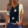 thumbnail image 2 of HEILAU Independence Day Shirts for Women American Flag Graphic Tees 4Th Of July V Neck 2025 Button Short Sleeve Summer Patriotic Tops, 2 of 5
