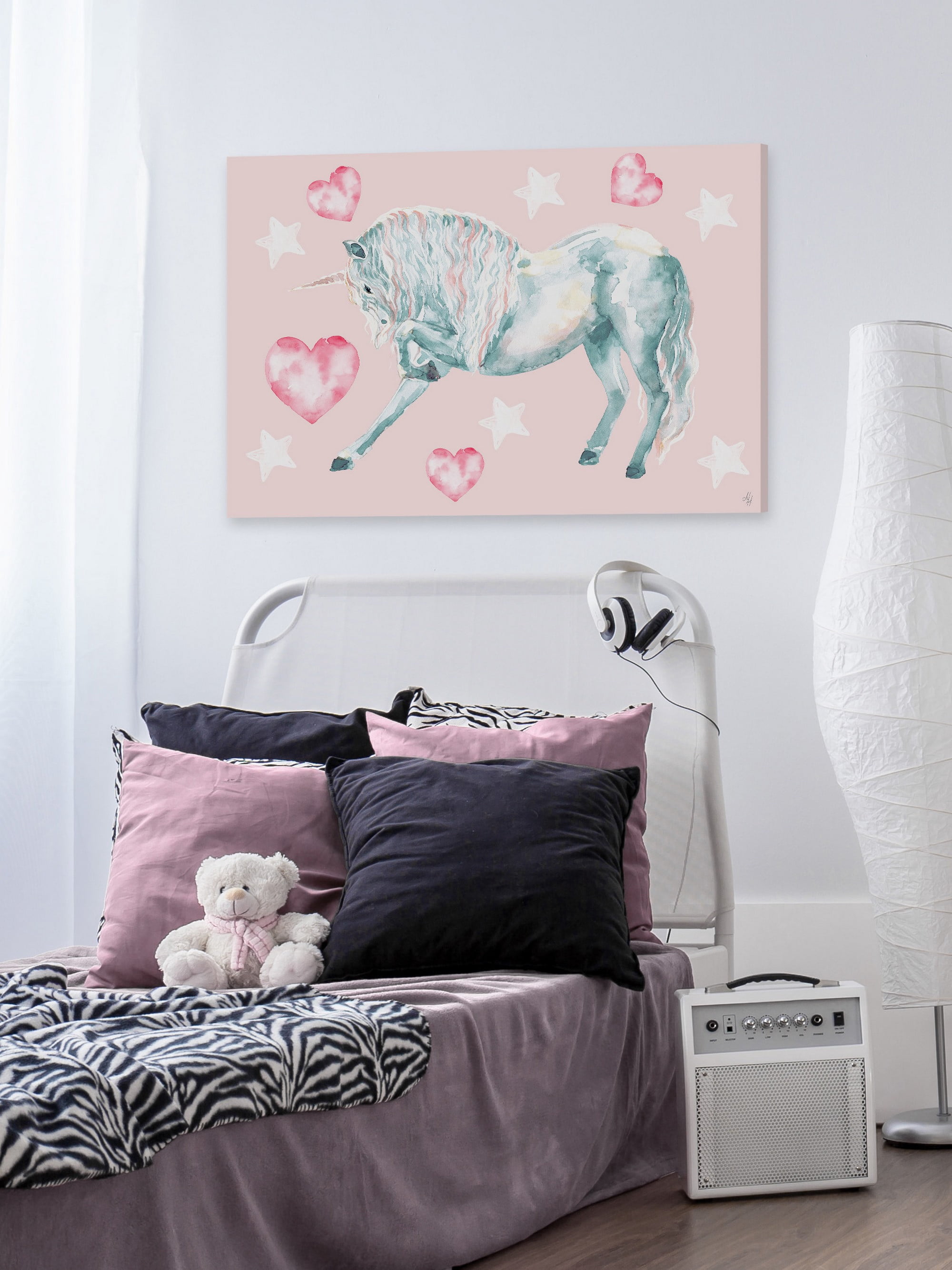 Marmont Hill Pastel-haired Unicorn Canvas Wall Art