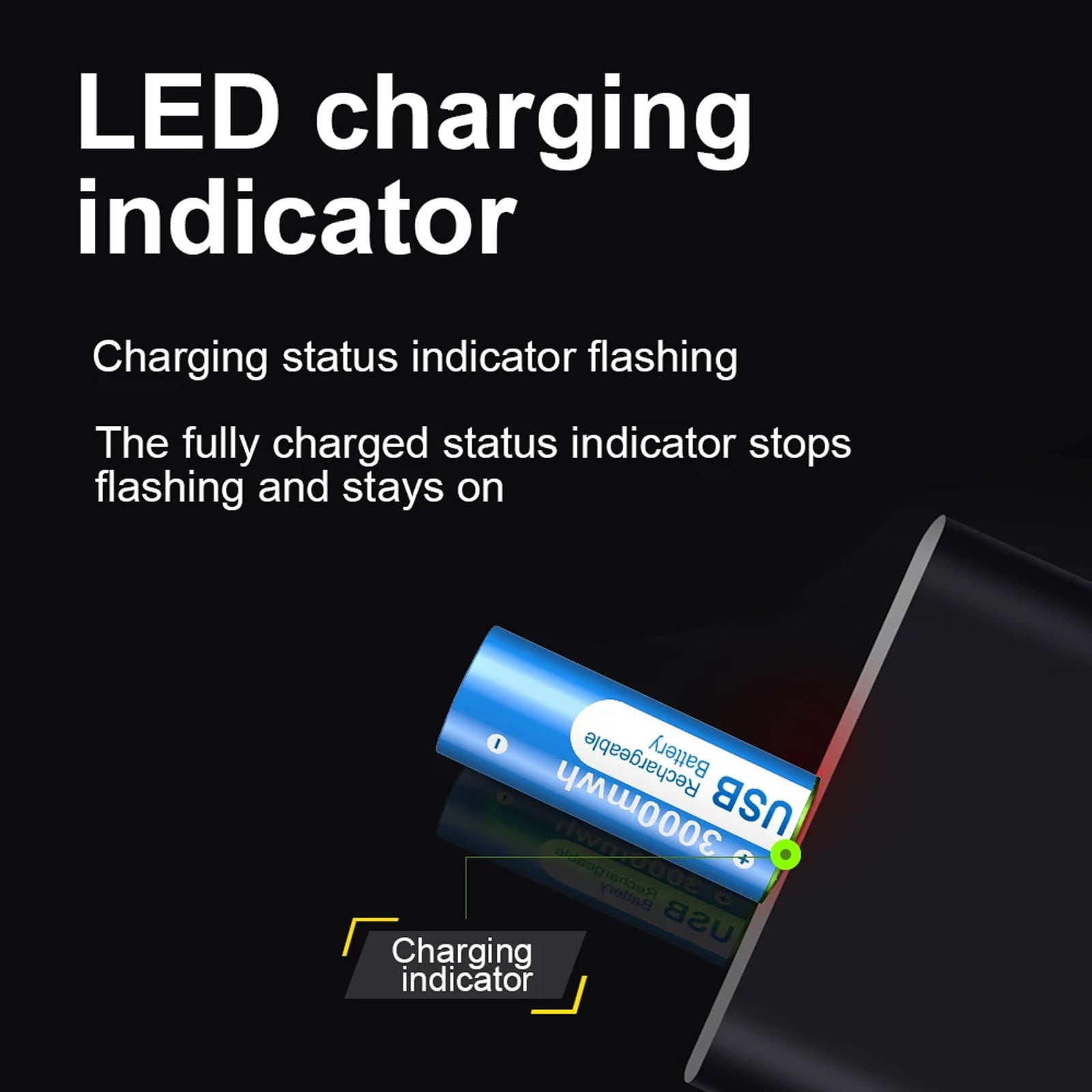 Palogreen AA USB Rechargeable Battery 4-Pack 1.5V Type-C Lithium Double A Batteries 3000mWh with Battery Case fot Solar Light