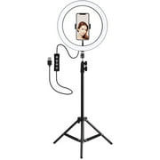 Ring Light Kit, 10.2 inch USB 3 Modes Dimmable Dual Color Temperature LED Light Ring Vlogging Video Lights with with 1.1m Adjustable Tripod Stand and Phone Clamp for Live Stream, YouTube Video