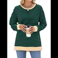 thumbnail image 3 of Sudadera Oversize para Mujer, Verano 2025, Cuello Redondo, Rayas, Larga, Aberturas Laterales, Sudaderas con Capucha Y2K Verde y Azul XXL, 3 of 10
