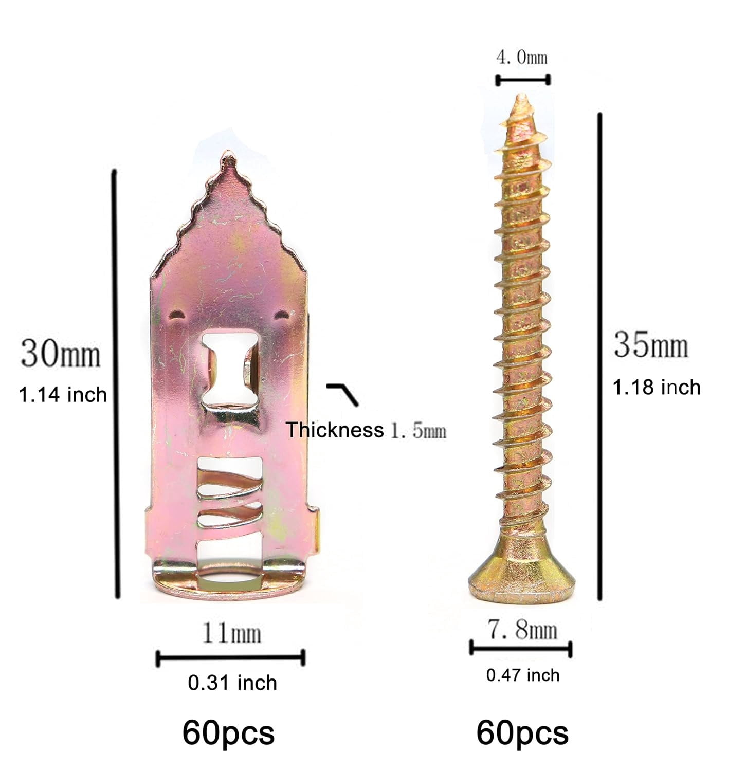 220 count Drywall Self-Drilling Anchors Screws Kit, No Drill Holes in Wall,  for TV, Shelf Straps, Cabinet & Decoration