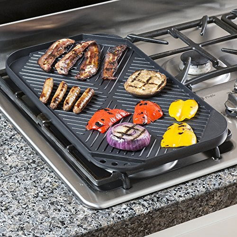 Ecolution EABK-3218 Non-Stick Double Burner Griddle 12 x 18, Dishwasher  Safe, Silicone Handles, Specialty Cookware for Family, Griddle-12 x 18  Inches 