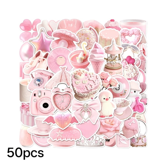 CCOCC 50 Pcs Pink Coquette Stickers,Waterproof Vinyl Pastel Decals for Laptop Water Bottle Journal,Cute Girly Stickers for Teen Girls Scrapbook Crafts