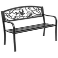 thumbnail image 1 of Outsunny 50" Outdoor Metal Garden Bench with Vintage Bird Pattern, Black, 1 of 10