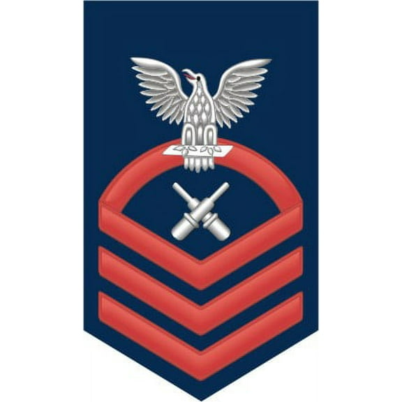 3.8 Inch Navy Chief Red E-7 Gunner's Mate GM Decal Sticker