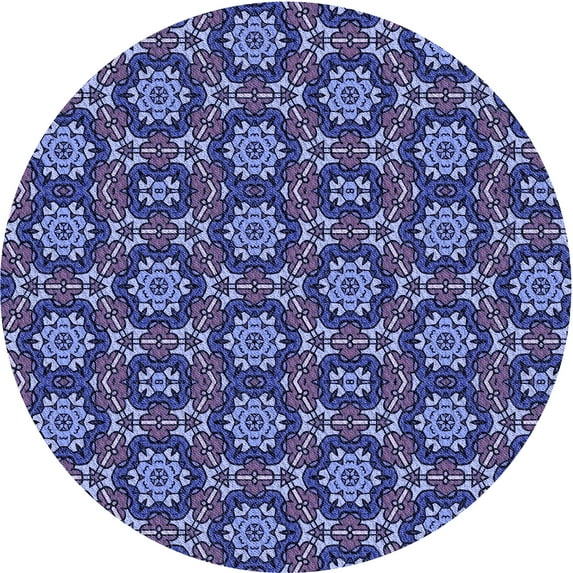 Ahgly Company Machine Washable Indoor Round Transitional Sky Blue Area Rugs, 6' Round
