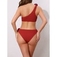thumbnail image 3 of DARING DIVA Women's Floral One Shoulder Bikini Set X-Small Red, 3 of 6