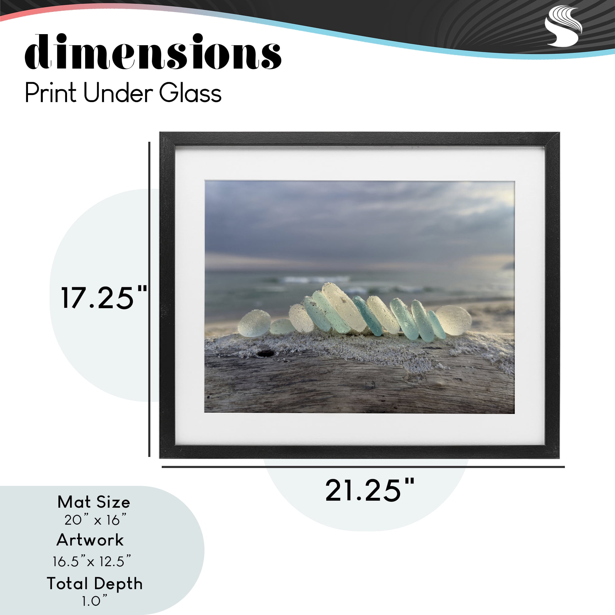 Stupell Industries Sea Glass On Driftwood Black Framed Print Under Glass, design by LMarie Allen