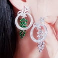 thumbnail image 6 of Blue CZ Tassel Round Dangle Drop Long 925 Silver Flower Party Earrings Jewelry, 6 of 9