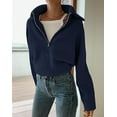 thumbnail image 3 of FreshPretty Women’s Casual Long Sleeve Half Zip Pullover Sweaters Solid V Neck Collar Ribbed Knitted Loose Slouchy Jumper Tops, 3 of 7